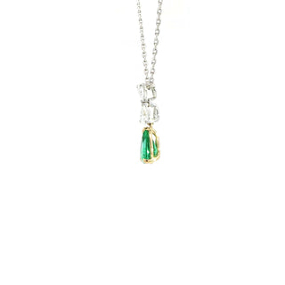 18KT YW DIAMOND AND EMERALD PENDANT