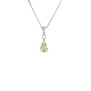 18KT YW DIAMOND AND EMERALD PENDANT