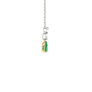 18KT YW DIAMOND AND EMERALD PENDANT