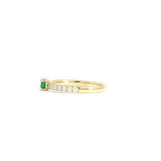 18K YELLOW GOLD DIAMOND EMERALD RING