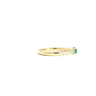 18K YELLOW GOLD DIAMOND EMERALD RING