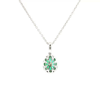 18K WHITE YELLOW GOLD EMERALD DIAMOND PENDANT