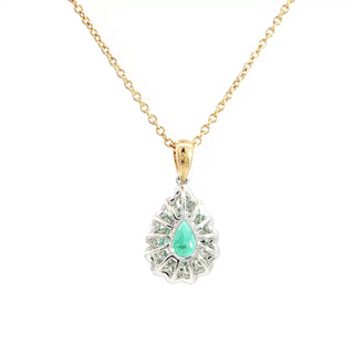 18 Kt Yellow Gold and White Gold Emerald and Diamond Pendant