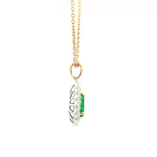 18 Kt Yellow Gold and White Gold Emerald and Diamond Pendant