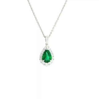 18KT WG DIAMOND AND EMERALD PENDANT