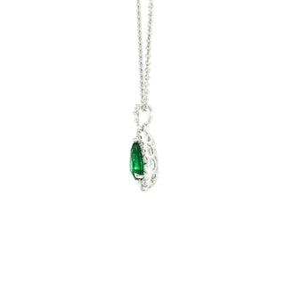18KT WG DIAMOND AND EMERALD PENDANT
