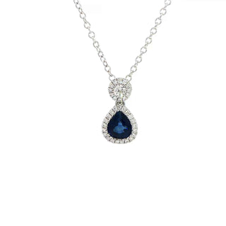 18 Kt White Gold Sapphire and Diamond Pendant