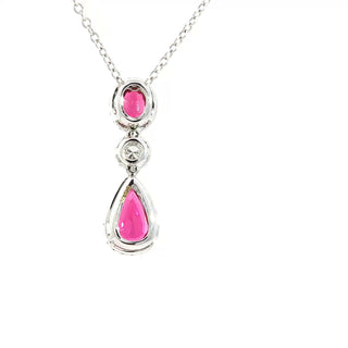 18K WHITE GOLD RUBY DIAMOND PENDANT