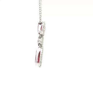 18K WHITE GOLD RUBY DIAMOND PENDANT