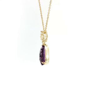 9KT YELLOW GOLD AMETHYST DIAMOND PENDANT