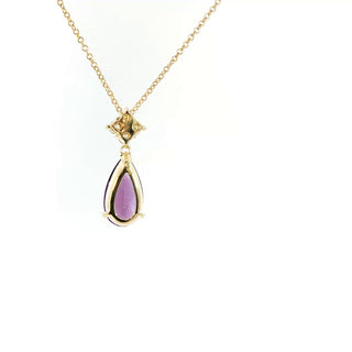 9KT YELLOW GOLD AMETHYST DIAMOND PENDANT