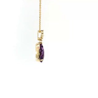 9KT YELLOW GOLD AMETHYST DIAMOND PENDANT