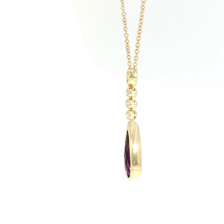 9KT YELLOW GOLD AMETHYST DIAMOND PENDANT