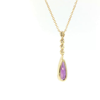 9KT YELLOW GOLD AMETHYST DIAMOND PENDANT