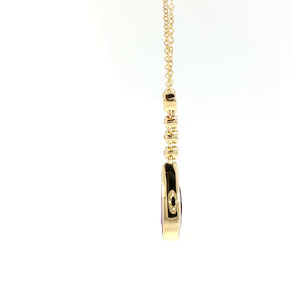 9KT YELLOW GOLD AMETHYST DIAMOND PENDANT