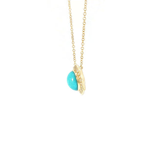 9KT YELLOW GOLD TURQUOISE DIAMOND PENDANT