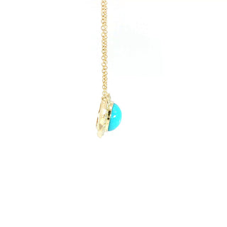 9KT YELLOW GOLD TURQUOISE DIAMOND PENDANT