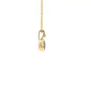 18K YELLOW GOLD BLUE TOPAZ DIAMOND PENDENT