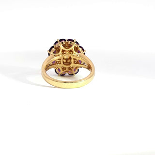 18K YELLOW GOLD OPAL AMETHYST DIAMOND RING