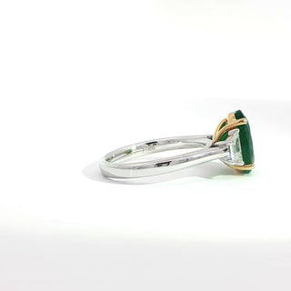 PLATINUM + 18K YELLOW EMERALD DIAMOND RING