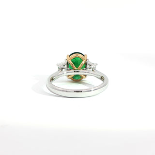 PLATINUM + 18K YELLOW EMERALD DIAMOND RING