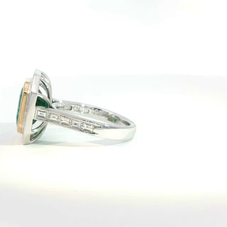 PLATINUM + 18K YELLOW EMERALD DIAMOND RING