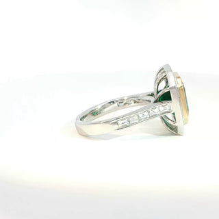 PLATINUM + 18K YELLOW EMERALD DIAMOND RING