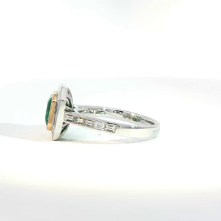 PLATINUM + 18K YELLOW EMERALD DIAMOND RING