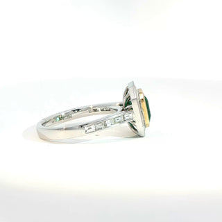 PLATINUM + 18K YELLOW EMERALD DIAMOND RING