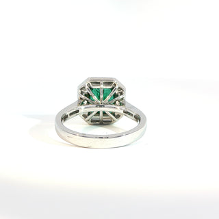 PLATINUM + 18K YELLOW EMERALD DIAMOND RING