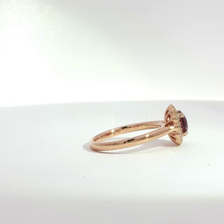 18K ROSE GOLD GARNET DIAMOND RING