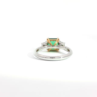 PLATINUM + 18K YELLOW EMERALD DIAMOND RING