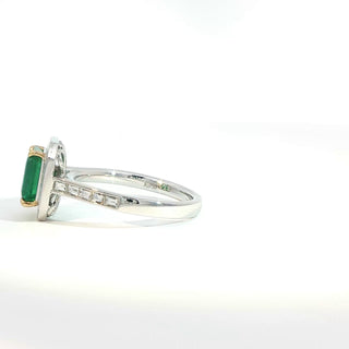 PLATINUM + 18K YELLOW EMERALD DIAMOND RING