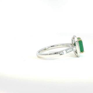 PLATINUM + 18K YELLOW EMERALD DIAMOND RING