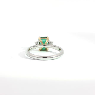 PLATINUM + 18K YELLOW EMERALD DIAMOND RING