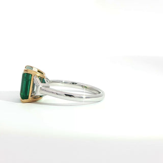 PLATINUM + 18K YELLOW EMERALD DIAMOND RING