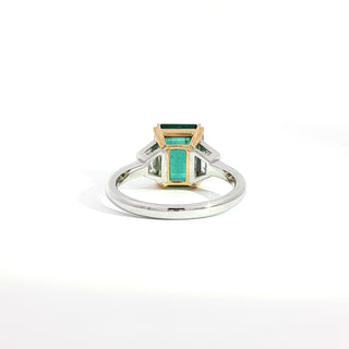 PLATINUM + 18K YELLOW EMERALD DIAMOND RING