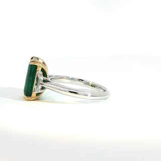 PLATINUM + 18K YELLOW EMERALD DIAMOND RING