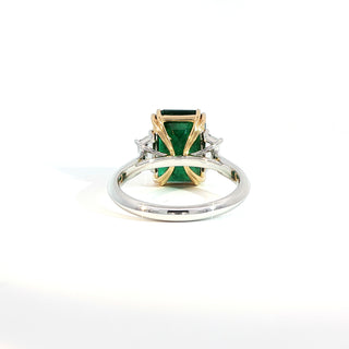 PLATINUM + 18K YELLOW EMERALD DIAMOND RING