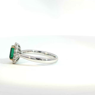 PLATINUM + 18K YELLOW EMERALD DIAMOND RING