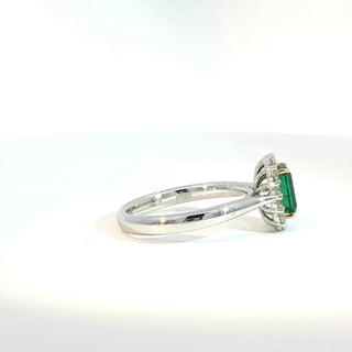 PLATINUM + 18K YELLOW EMERALD DIAMOND RING