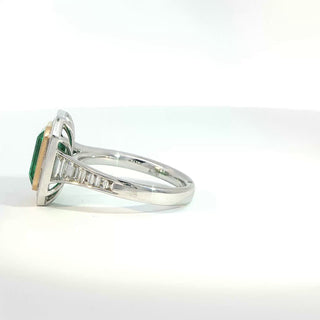 PLATINUM + 18K YELLOW EMERALD DIAMOND RING