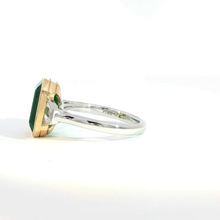 PLATINUM + 18K YELLOW EMERALD DIAMOND RING