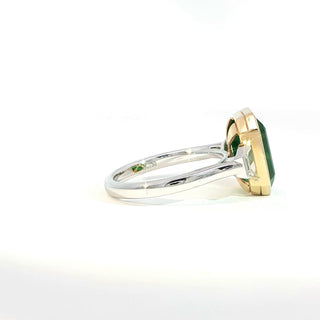 PLATINUM + 18K YELLOW EMERALD DIAMOND RING