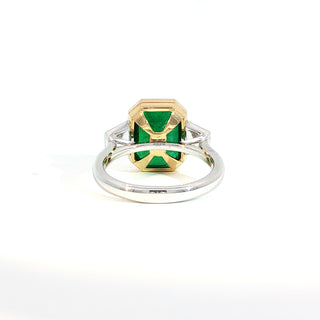 PLATINUM + 18K YELLOW EMERALD DIAMOND RING