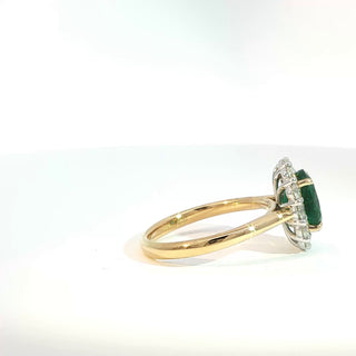 PLATINUM + 18K YELLOW EMERALD DIAMOND RING