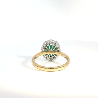 PLATINUM + 18K YELLOW EMERALD DIAMOND RING