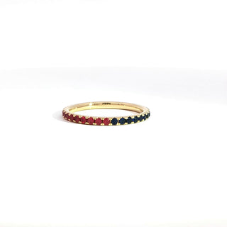 18K YELLOW GOLD SAPPHIRE RUBY EMERALD BAND