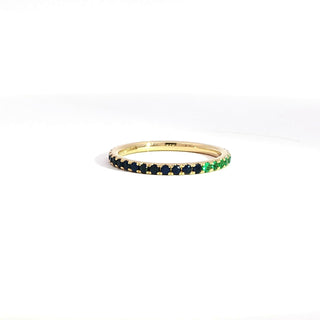 18K YELLOW GOLD SAPPHIRE RUBY EMERALD BAND
