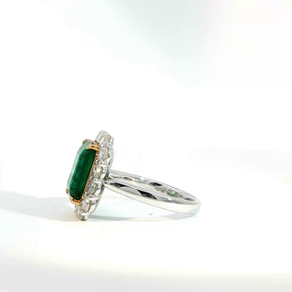 Platinum and 18 Kt Gold Emerald and Diamond Ring